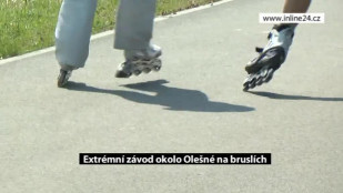 Extrémní závod okolo Olešné na bruslích