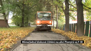 Mimořádné blokové čištění na ulici Pionýrů ve F-M