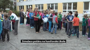 Požár a evakuace žáků na ZŠ F. Hrubína - cvičení