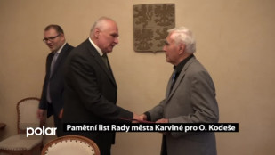 Pamětní list Rady města Karviné pro Oldřicha Kodeše