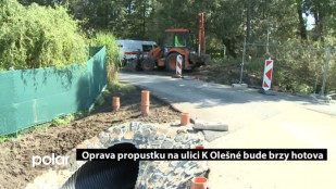 Oprava propustku na ulici K Olešné skončí v říjnu