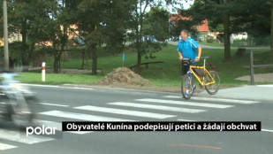 Obyvatelé Kunína podepisují petici a žádají obchvat