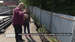 Podmáčený svah v areálu Technických služeb v Havířově se sesouvá. Situace začíná být vážná