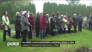 Na kříže v novojičínském lapidáriu spadla lípa. Zdravý strom vyvrátil říjnový vichr