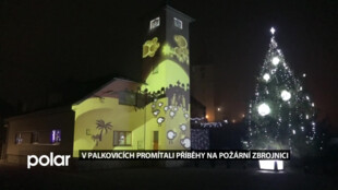 V Palkovicích promítali krátké příběhy oblakovečky na věž požární zbrojnice