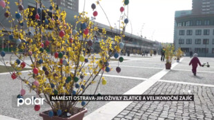 Nazdobené rozkvetlé zlatice a 3D zajíc. Náměstí Ostrava-Jih dýchá velikonoční atmosférou
