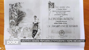 Návštěvu prezidenta Beneše připomínají fotografie a kopie občanství