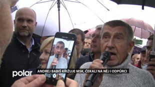 Andrej Babiš křižuje Moravskoslezským krajem, čekali na něj i odpůrci