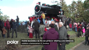 150. výročí železnice Olomouc-Opava-Krnov zpestřil návrat renovované parní mašinky před krnovské nádraží