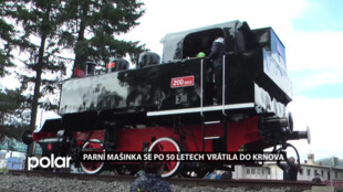 Krnovská parní lokomotiva se po 50 letech vrátila na podstavec před nádražím a ozdobila oslavy 150 let trati