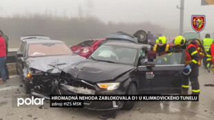 Hromadná nehoda zablokovala dálnici u Klimkovického tunelu. Příčinou je zřejmě špatná viditelnost