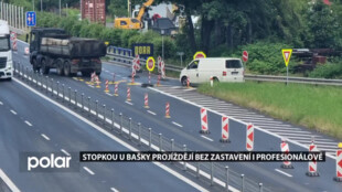 Stopkou na I/56 u Bašky projíždějí bez zastavení i řidiči profesionálové, místo pohlídají policisté