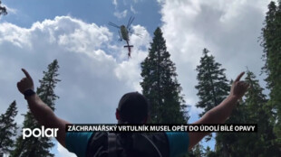 Záchranářský vrtulník musel opět do Údolí Bílé Opavy, lékař zraněného turistu vyzvedl pomocí navijáku