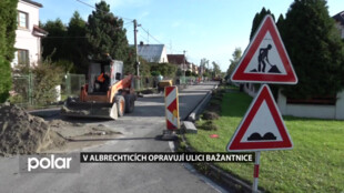 V Albrechticích na Karvinsku opravují ulici Bažantnice, cesta je neprůjezdná