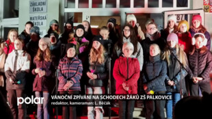 Žáci ZŠ Palkovice si společně na schodech zazpívali vánoční písně