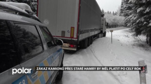 Zákaz jízdy kamionů přes Staré Hamry by měl platit po celý rok, pokuty pro řidiče jsou nízké