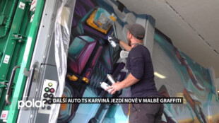 Další auto TS Karviná jezdí nově v malbě graffiti, umělec vytvořil robotického štíra