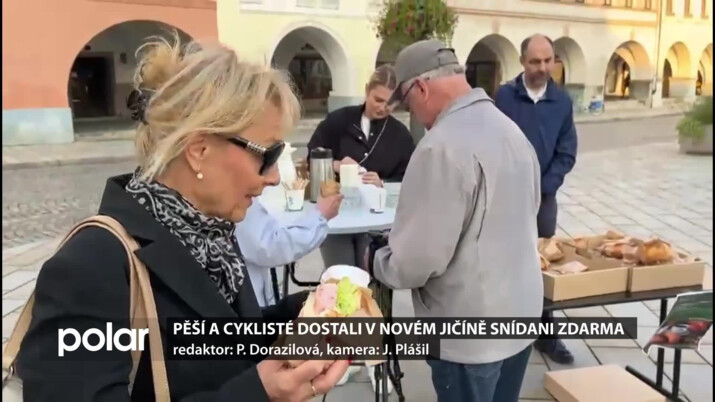 Pěší a cyklisté dostali v Novém Jičíně snídani zdarma, připomínají tu Evropský týden mobility