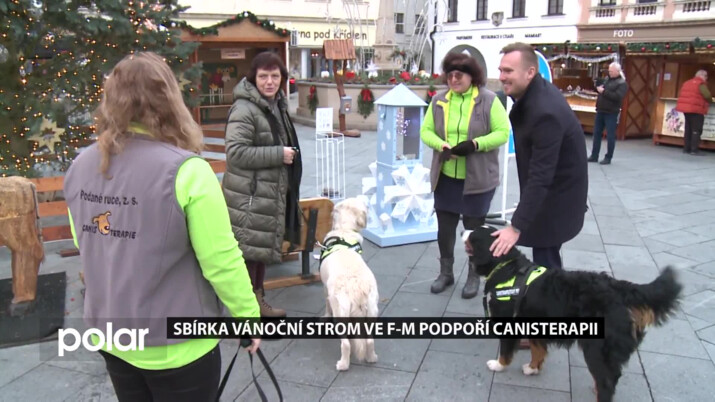 Sbírka Vánoční strom ve Frýdku-Místku letos podpoří Podané ruce a jejich canisterapii