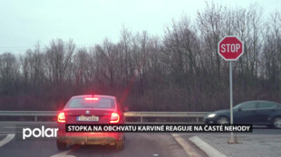 Při vjezdu na obchvat Karviné řidiče zastaví kvůli častým nehodám značka STOP