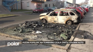 Požár popelnic na Šumbarku zcela zničil i osobní auto