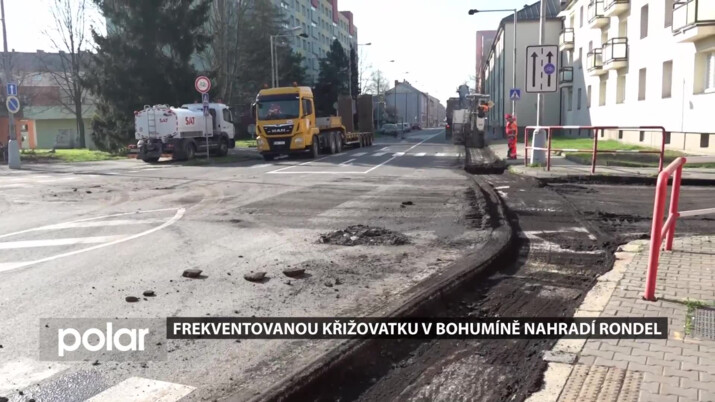 V centru Bohumína vzniká nový kruhový objezd, který odlehčí frekventovanost v tomto úseku