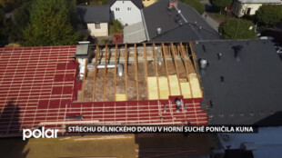 Střechu Dělnického domu v Horní Suché poničila kuna