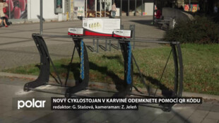 Nový cyklostojan u Kina Centrum v Karviné odemknete snadno pomocí QR kódu