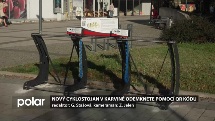 Nový cyklostojan u Kina Centrum v Karviné odemknete snadno pomocí QR kódu