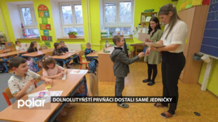 Dolnolutyňští prvňáci dostali na pololetní vysvědčení samé jedničky