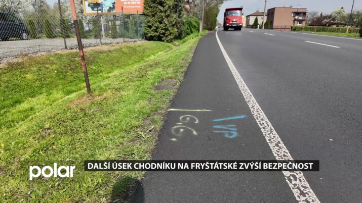 Další úsek chodníku na Fryštátské zvýší bezpečnost