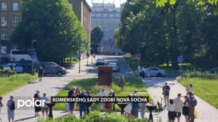 Komenského sady zdobí nová socha. Umělecké dílo Řeč očí láká kolemjdoucí