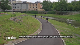 Opava po povodních obnovila páteřní cyklostezku podél řeky,. Jde o úsek dlouhý přes 3 kilometry