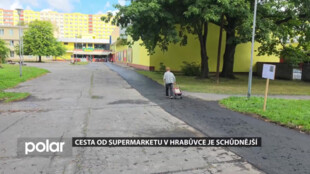 Cesta od supermarketu v Ostravě-Hrabůvce je schůdnější