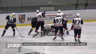 Hokejisté připustili dramatický závěr, berou dva body