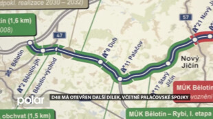 D48 má otevřen další dílek, včetně Palačovské spojky