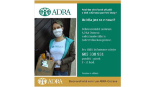 ADRA Ostrava stále využije Vaše roušky. Nabízí také materiální pomoc, jste-li v nouzi