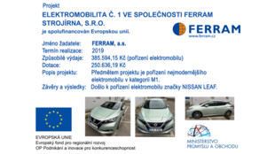 Projekt Elektromobilita č. 1 ve společnosti FERRAM STROJÍRNA, s r.o.