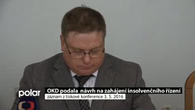 Záznam z tiskové konference OKD z 3. 5. 2016 o podání návrhu na insolvenční řízení
